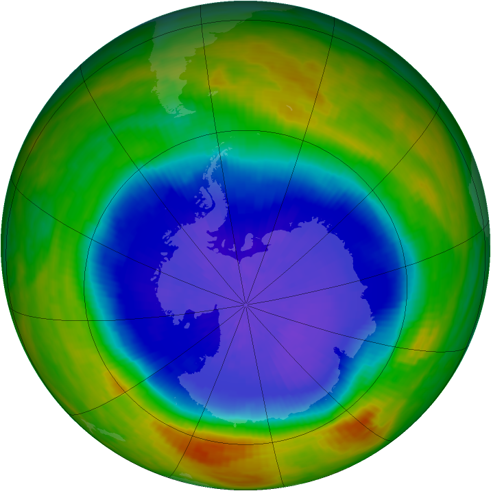 Antarctic ozone map for 30 September 1989